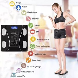 DIGITAL BODY SCALES BMI HEALTHY 150KG WEIGHING SCALE WEIGHT LOSS.Monitor your weight, body fat, visceral fat, plus muscle and bone mass
2. Transfer your data to the OKOK app via Bluetooth connection
3