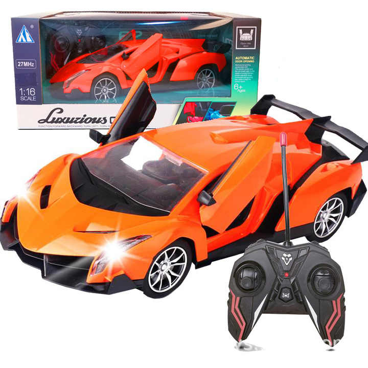 Luxurious Rechargable Model Car Remote Control super Toy Car.✓ Automatic door opening
✓ Remote controlled
✓ Rechargeable
✓ Available in:- Red, yellow and orange
✓ Right and left turn motion 
✓ Head li