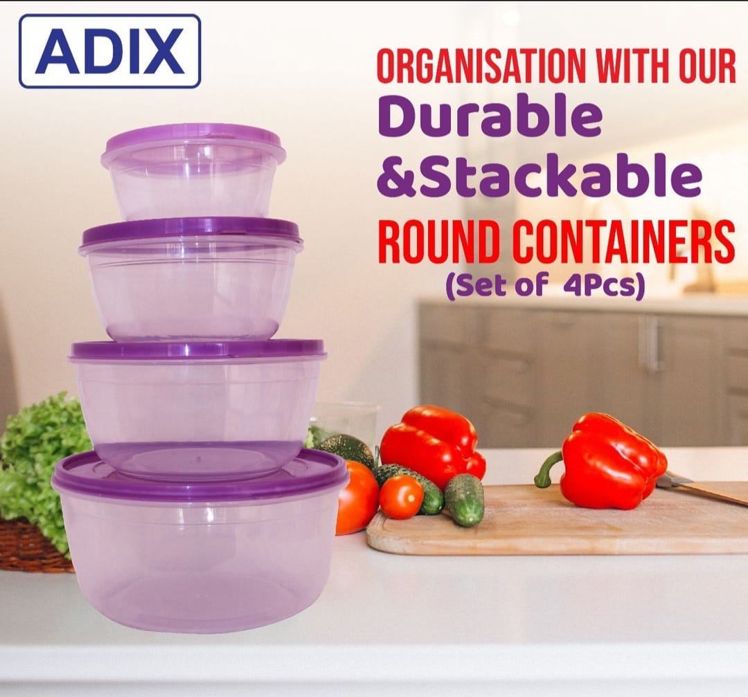Crown Plastic Storage Round Container a set of 4 Pieces