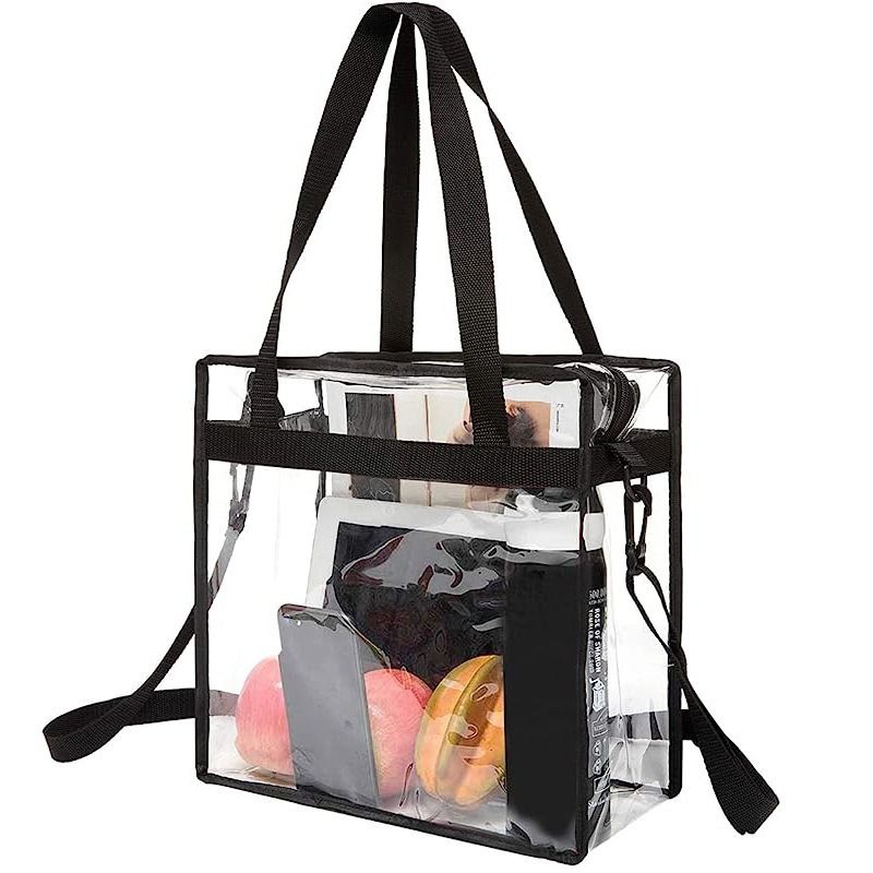 Transparent transparent bag | Transparent stadium security approved bag | Zippered shoulder crossbody bag | Adjustable shoulder strap | Easy to transport