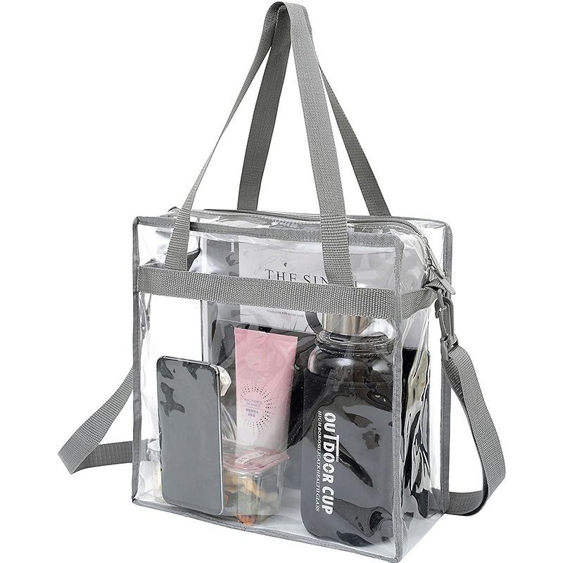 Transparent transparent bag | Transparent stadium security approved bag | Zippered shoulder crossbody bag | Adjustable shoulder strap | Easy to transport