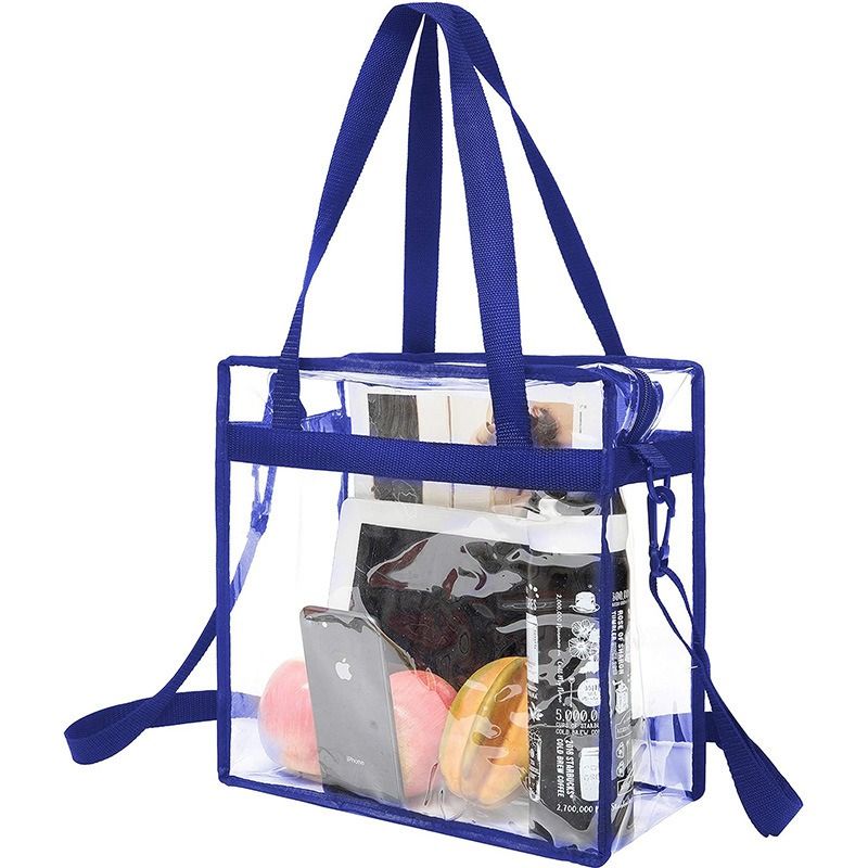 Transparent transparent bag | Transparent stadium security approved bag | Zippered shoulder crossbody bag | Adjustable shoulder strap | Easy to transport