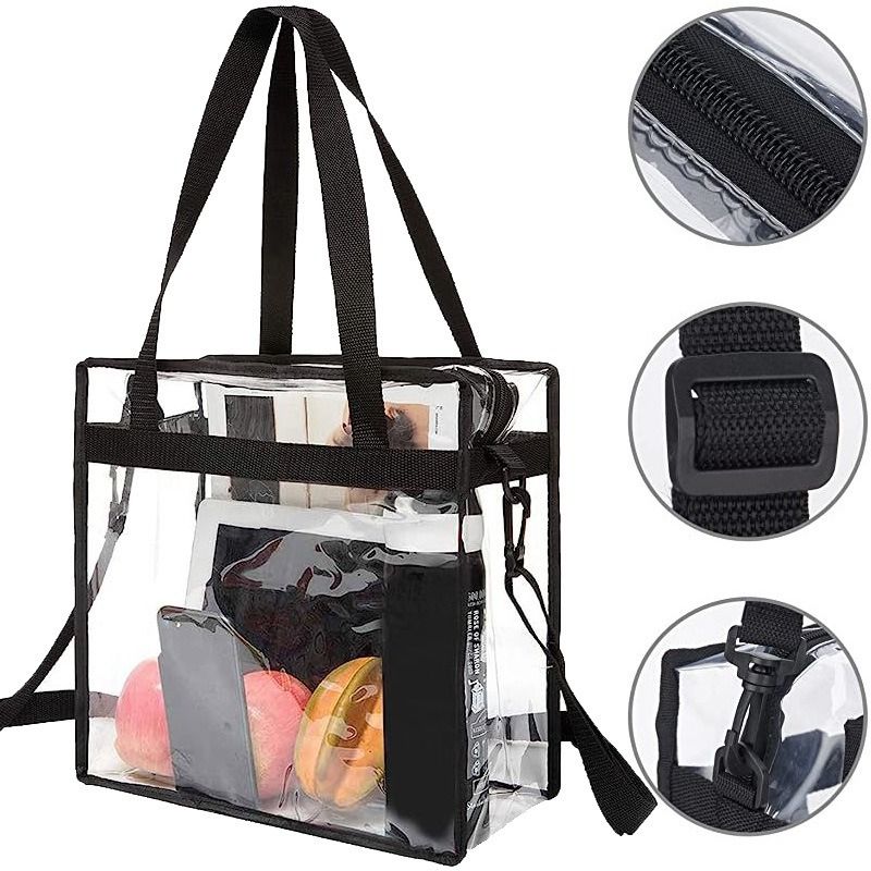 Transparent transparent bag | Transparent stadium security approved bag | Zippered shoulder crossbody bag | Adjustable shoulder strap | Easy to transport