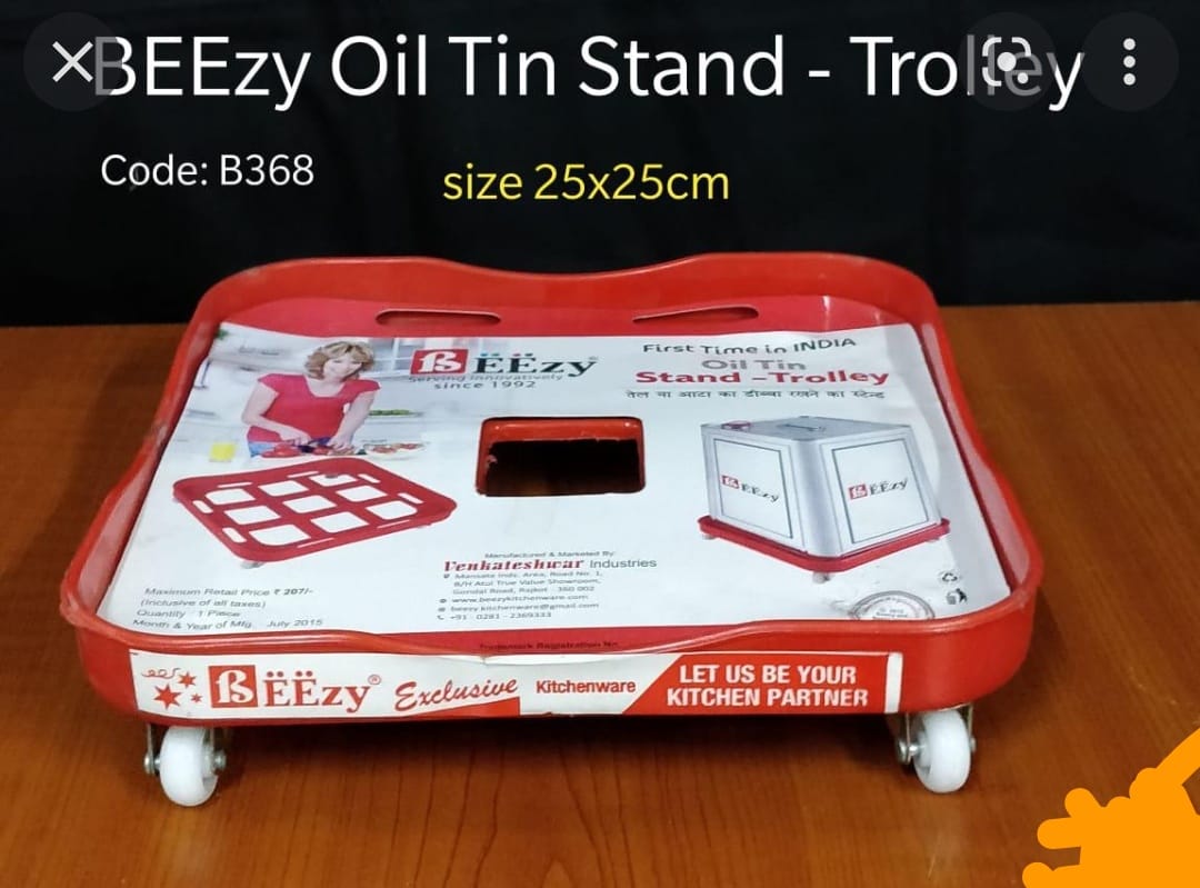 Beezy Oil Tin Stand Trolley With Wheels