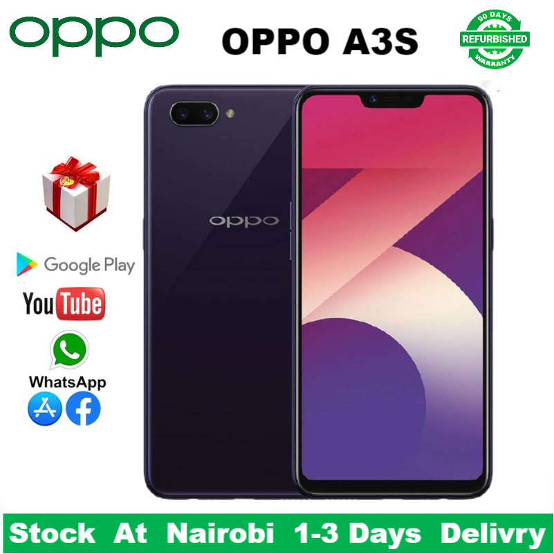 Refurbished OPPO A3S OPPO A5 Smartphones 64GB+4GB 6.2 inch IPS LCD display 16MP+8MP camera 3400mAh fast charging Dual card Smartphones