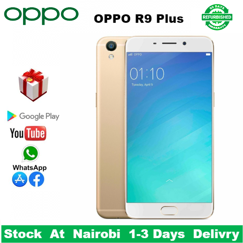 Refurbished OPPO R9 Plus Smartphones 64GB+4GB 6inch AMOLED display 16MP+16MP camera 4120mAh 20W fast charge fingerprint unlock Dual SIM Smartphones