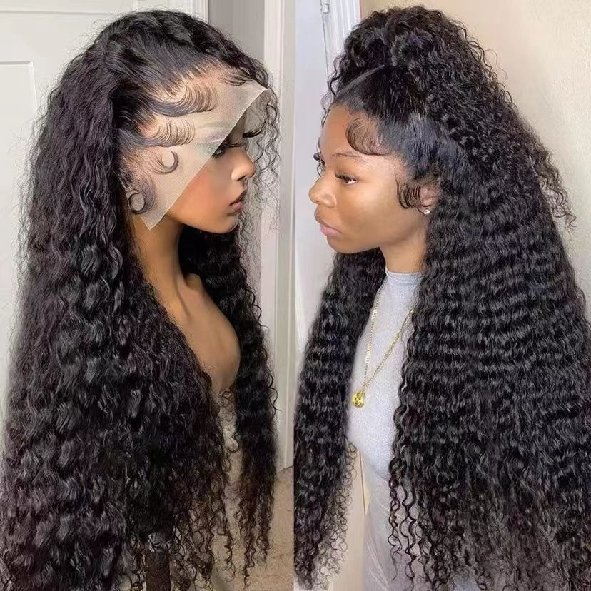 Wigs new women&#039;s wigs fashion small curly long hair black wig hood