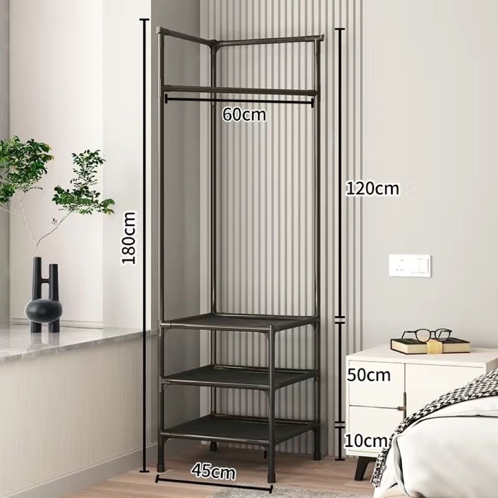 【Promotions】2 3 Layer Coat Rack Wardrobe Freestanding Closet Corner Storage Organizer for Entryway Bedroom