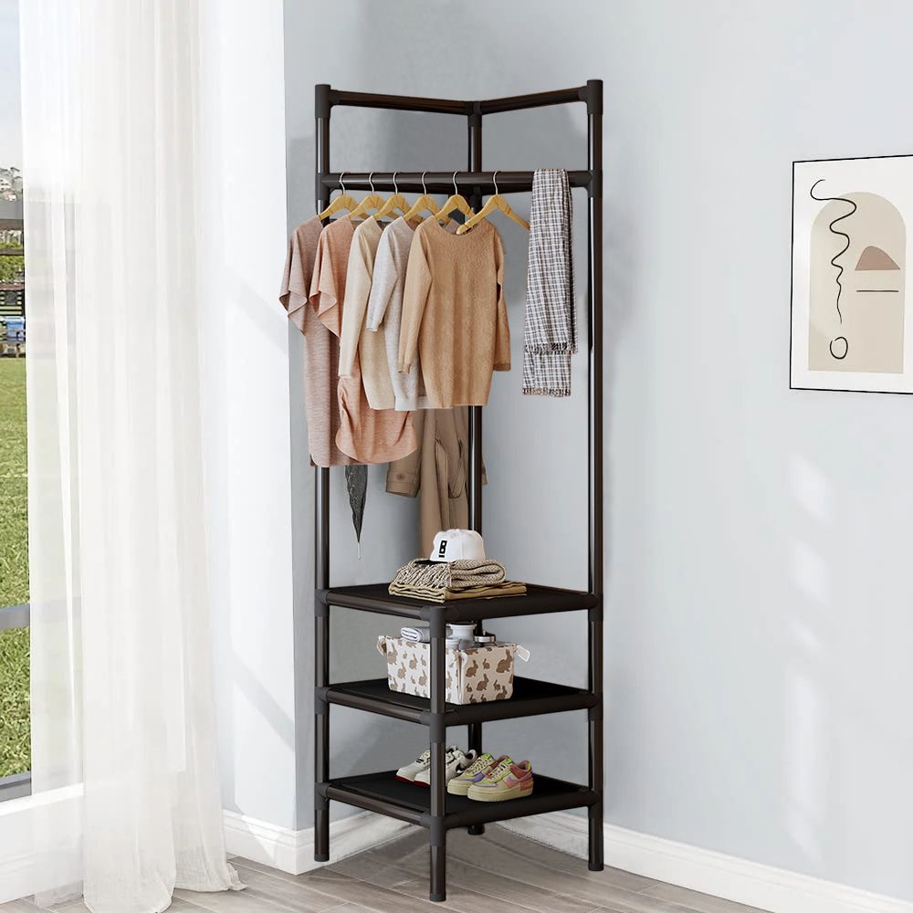 【Promotions】2 3 Layer Coat Rack Wardrobe Freestanding Closet Corner Storage Organizer for Entryway Bedroom
