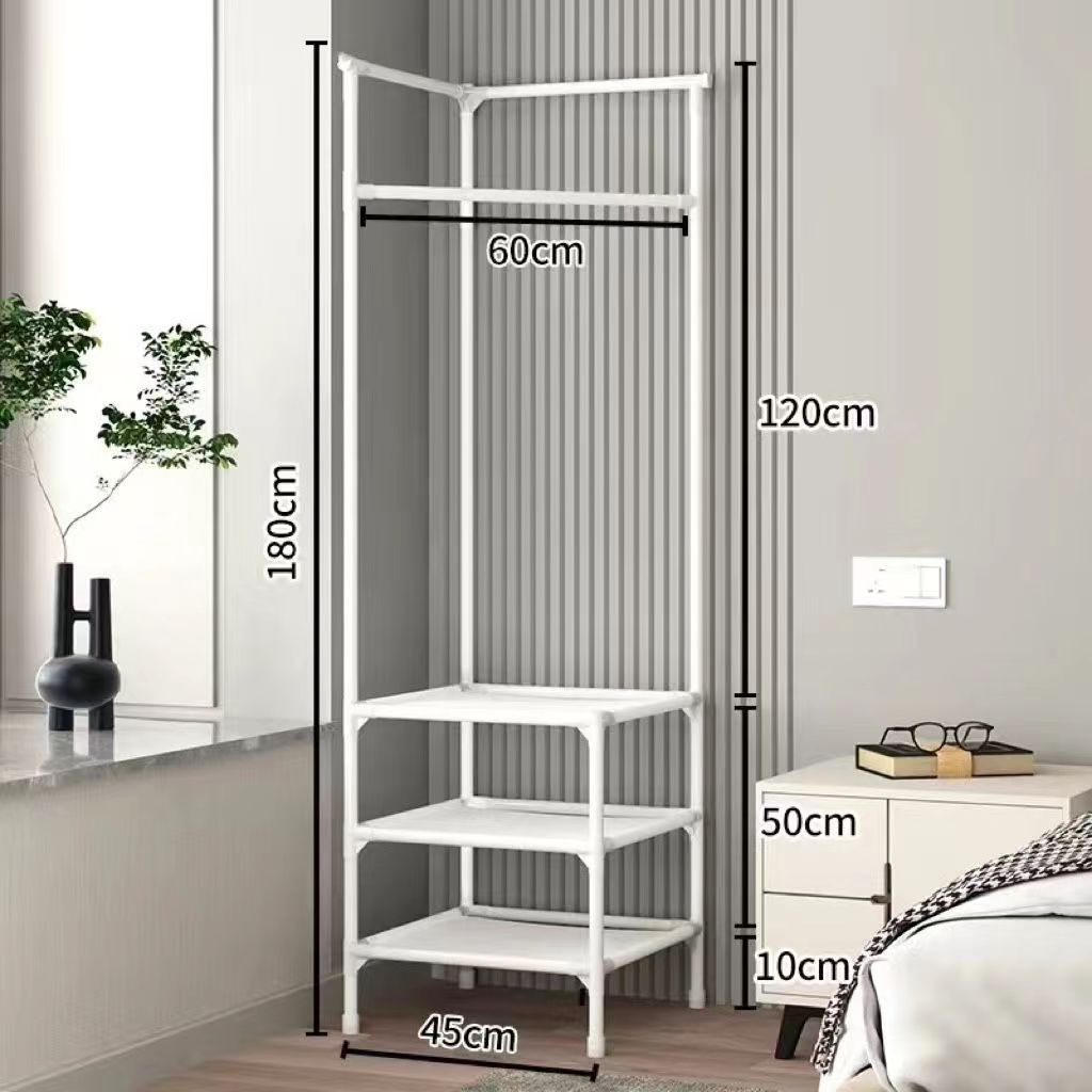 【Promotions】2 3 Layer Coat Rack Wardrobe Freestanding Closet Corner Storage Organizer for Entryway Bedroom