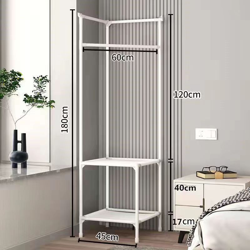 【Promotions】2 3 Layer Coat Rack Wardrobe Freestanding Closet Corner Storage Organizer for Entryway Bedroom White,2 Layer