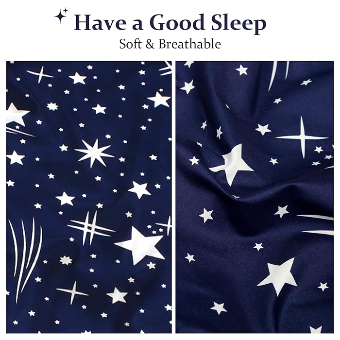 【Promotions】4pcs Duvet Comforter Set Duvet Blanket Starry Sky Bedding Set 1 Soft Microfiber Polyester Comforter 1 White Sheet 2 White Pillowcases