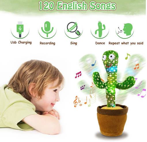 rechargeable toy Children's Educational Toys Musical Toys Can Record Parent-Child Communication Interaction Cute Talking Dancing Cactus Doll Speaking Voice Fast delivery within 1-5 days