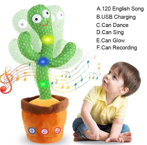 Local fast delivery rechargeable toy Children's Educational Toys Musical Toys Can Record Parent-Child Communication Interaction Cute Talking Dancing Cactus Doll Speaking Voice