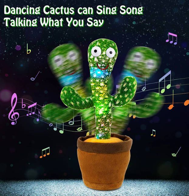 rechargeable toy Children's Educational Toys Musical Toys Can Record Parent-Child Communication Interaction Cute Talking Dancing Cactus Doll Speaking Voice Fast delivery within 1-5 days