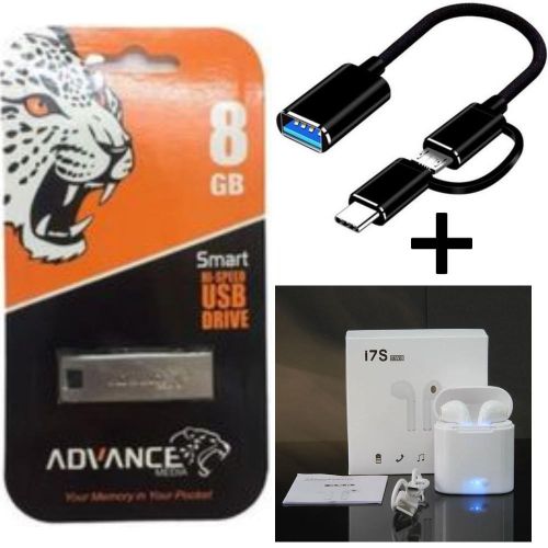 Advance 2GB/4GB/8GB/16GB/32GB/64GB/12G8GB Flash Disk Drive Otg Cable + Free i7S Earpods Gift Bundle