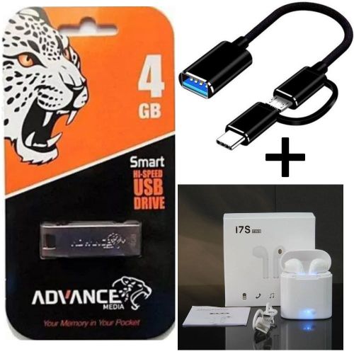 Advance 2GB/4GB/8GB/16GB/32GB/64GB/12G8GB Flash Disk Drive Otg Cable + Free i7S Earpods Gift Bundle
