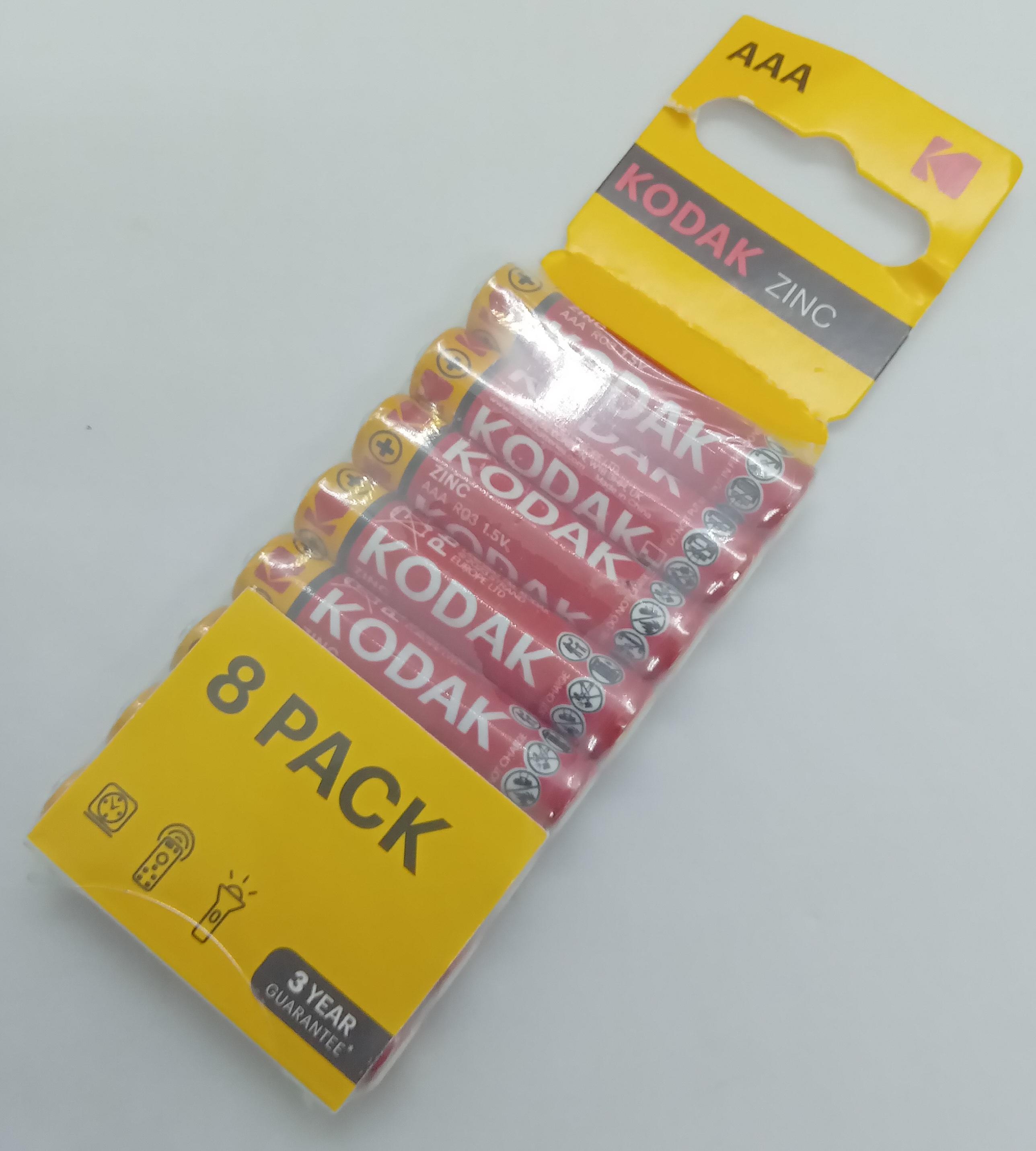 A Pack Of 8 AAA Kodak Zinc 1.5V Battery.