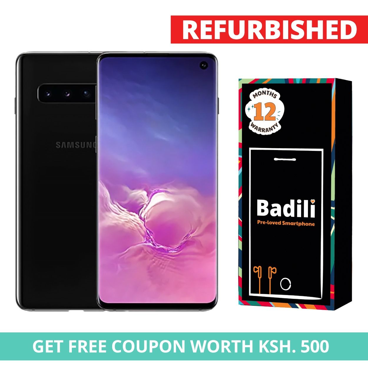 Samsung S10 5G Badili Smartphone, HD Display 5.5 " ,RAM 6 GB + 128GB ROM  8MP CAMERA 10MP + 64 MP 4000mAh Refurbished Badili Smart Phone 12 Months warranty