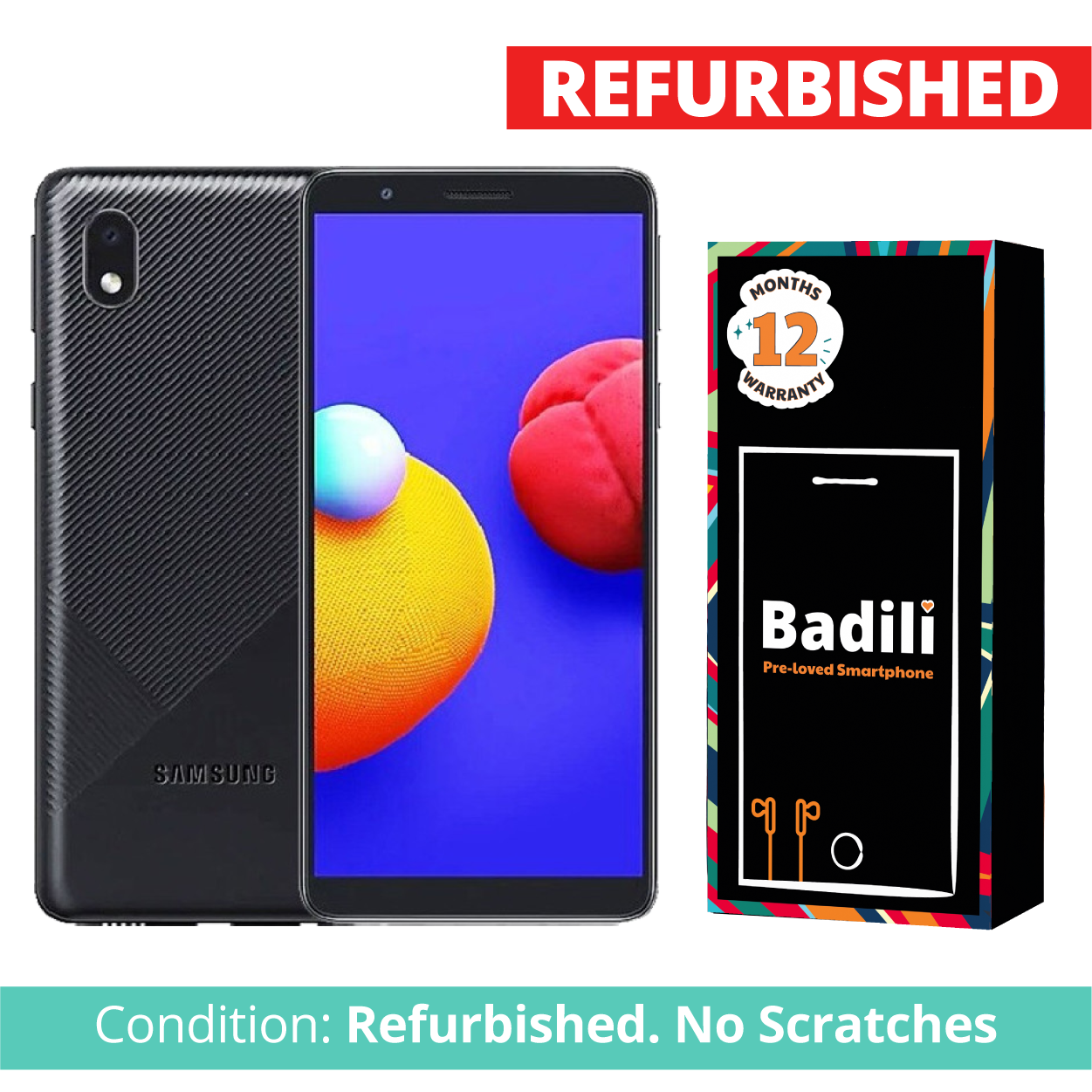 Refurbished Samsung A3 Core 16GB + 2GGB RAM Black Badili Smartphone 8MP+5 MP Camera, Battery 3000 mAh 5.3 Display Android 10 Badili Smart Phone