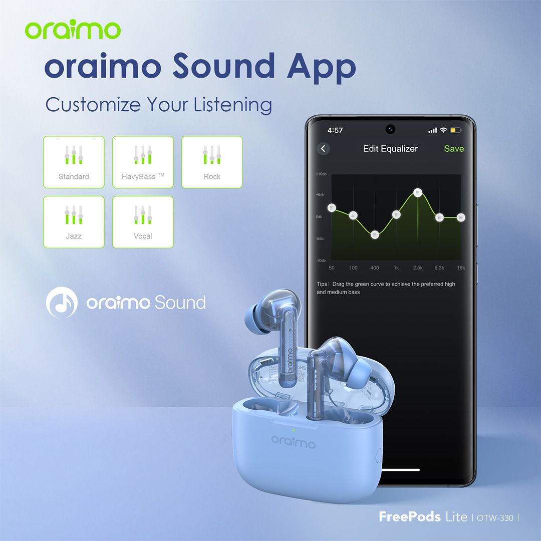 (SPECIAL OFFER)Oraimo FreePods Lite ENC True Wireless Earbuds Model: OTW-330 40 hrs playtime  Bluetooth earphone