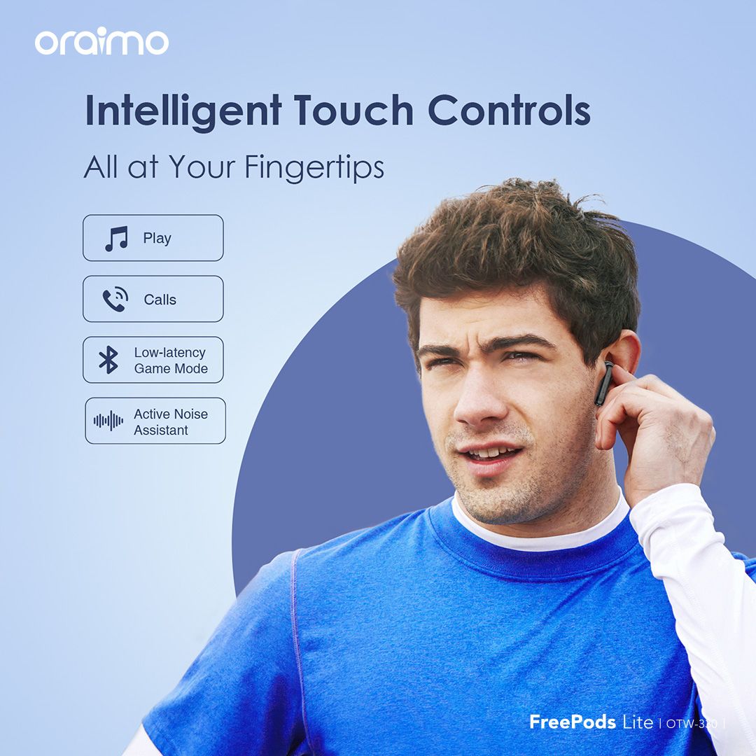 (SPECIAL OFFER)Oraimo FreePods Lite ENC True Wireless Earbuds Model: OTW-330 40 hrs playtime  Bluetooth earphone
