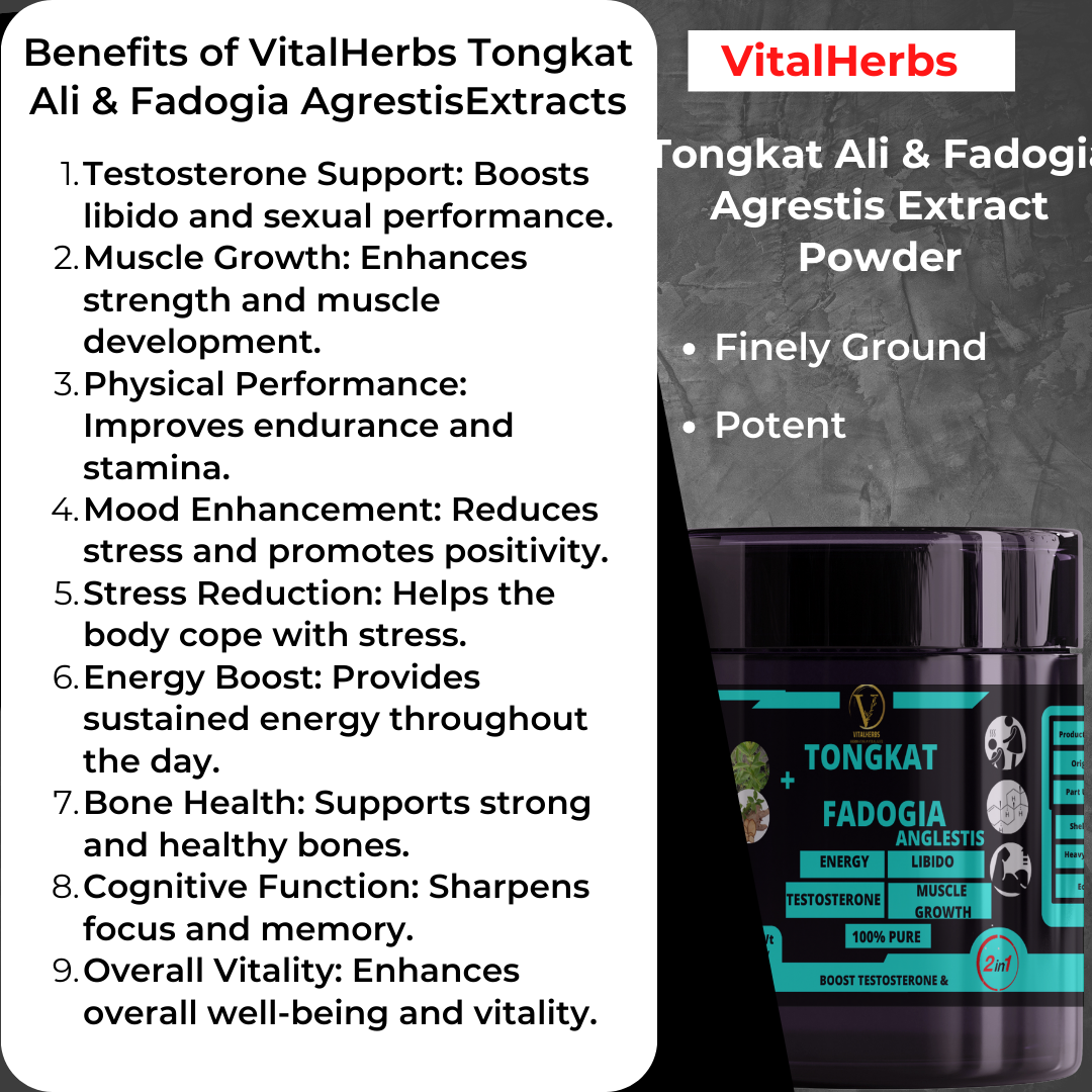 Tongkat & Fadogia Agrestis Extract Powder - 2 in 1,Support Men's Vitality& Well-being