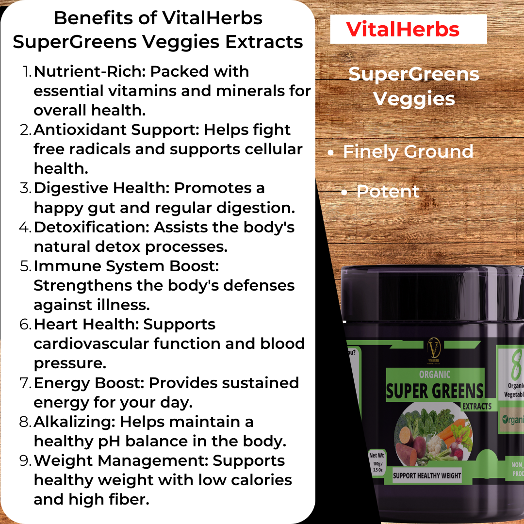 Supergreens Veggies Extracts Powder - 8in1,A  blend of vitamins, minerals, and phytonutrients