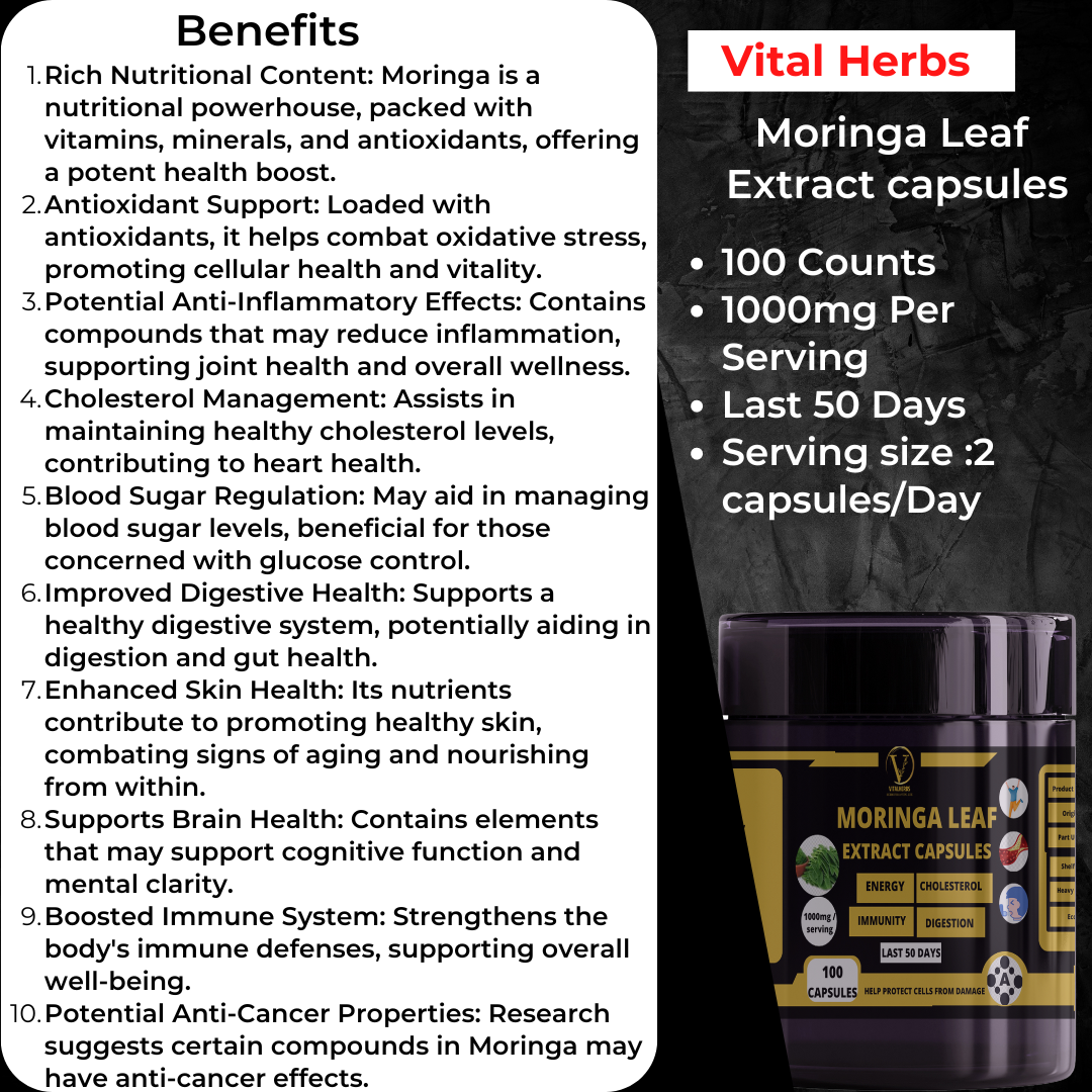 Moringa Leaf Extract Powder- 100% Pure,Finely Ground,Soluble in water, Blood Sugar Regulation,,Cholesterol Management,,Improved Digestive Health
