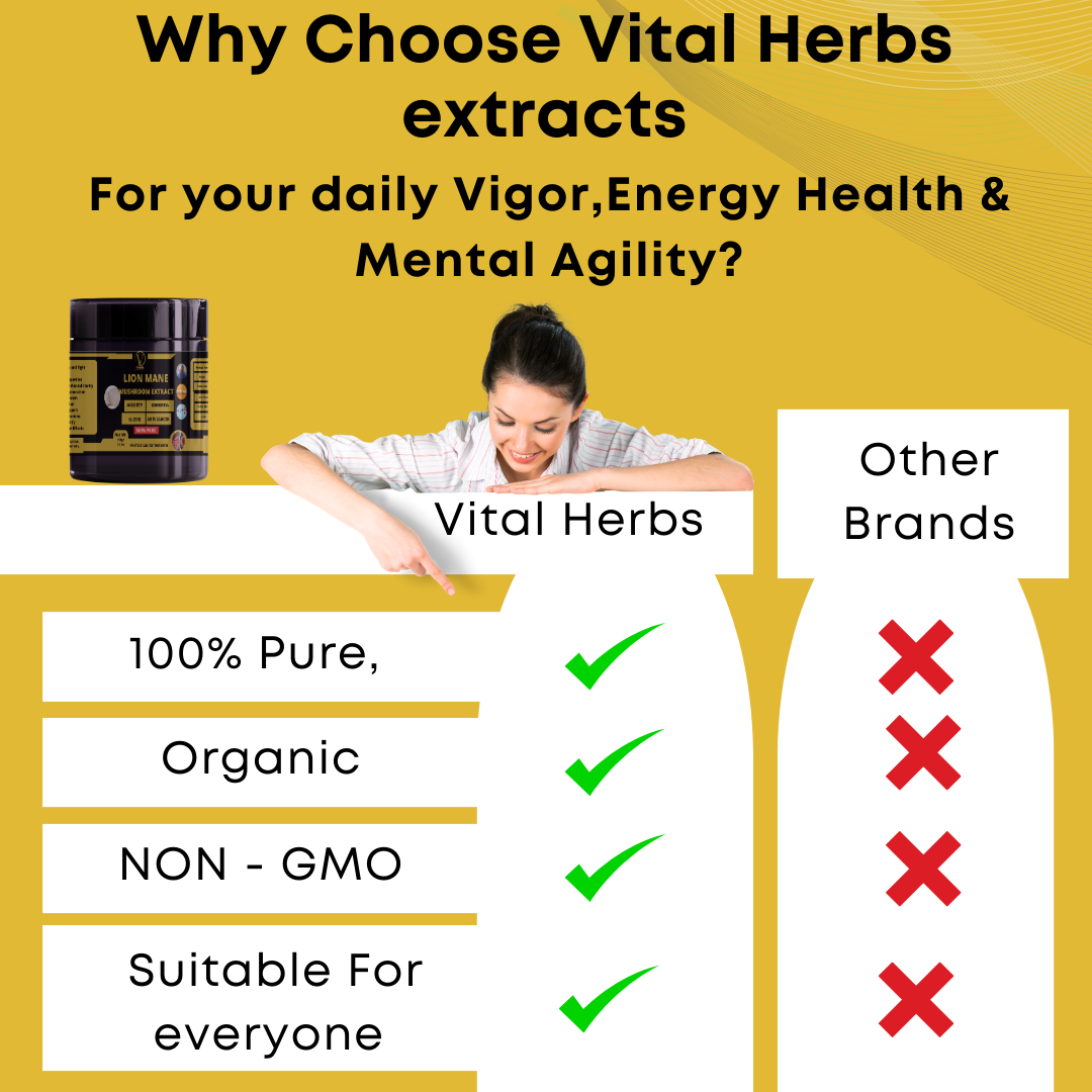 Lion's Mane Extract Powder - 100% Pure,Finely Ground,Soluble in water, support brain health, aiding in memory, focus, and overall cognitive function.