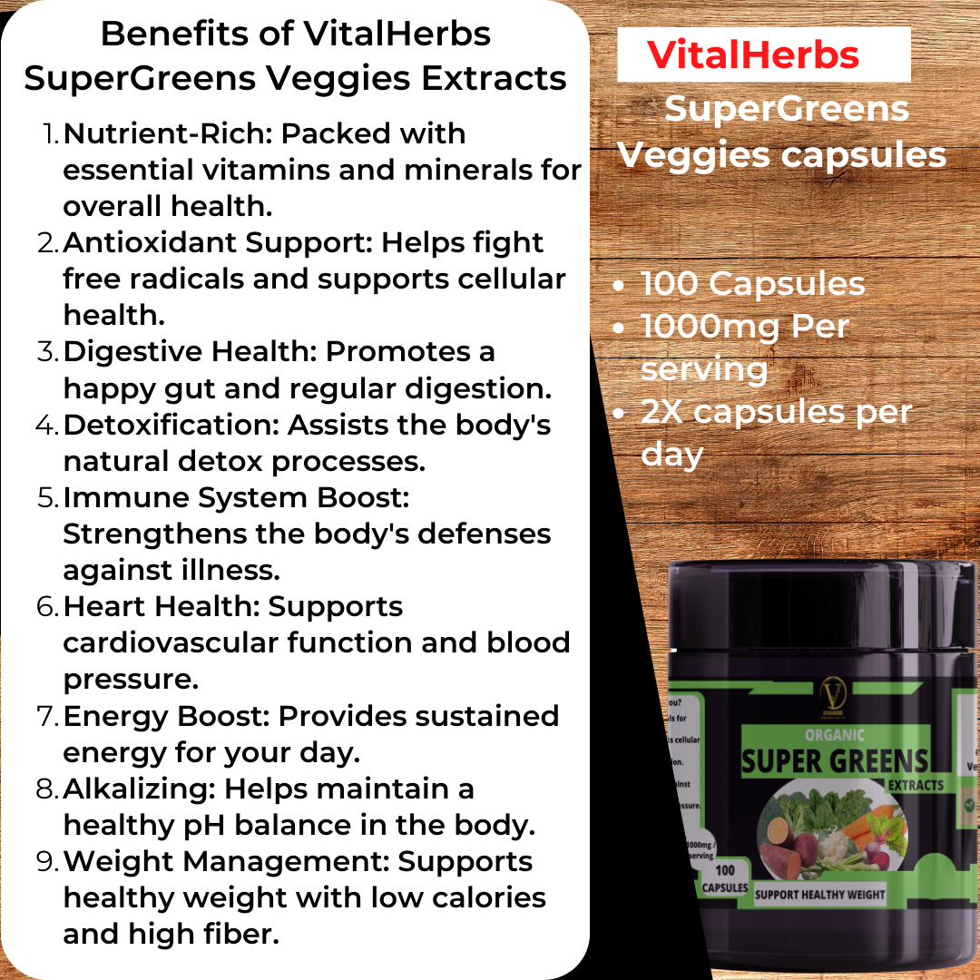 Supergreens Veggies Extracts Powder - 8in1,A  blend of vitamins, minerals, and phytonutrients