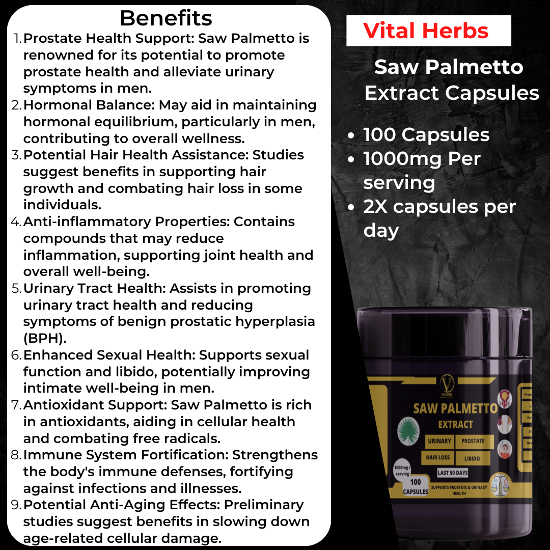 Saw Palmetto Extract Powder - 100% Pure,Finely Ground,Soluble in water,promote prostate health and alleviate urinary symptoms in men.