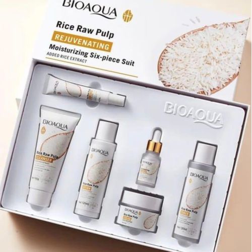 BIOAQUA  Rice Raw Pulp EYE CREAM Plus CLEANSER Plus TONER plus LOTION Plus RICE RAW CREAM Plus RICE RAW SERUM  + BODY LOTION + WHITE GEL + 10 PCS OF FACIAL MASKSBIOAQUA