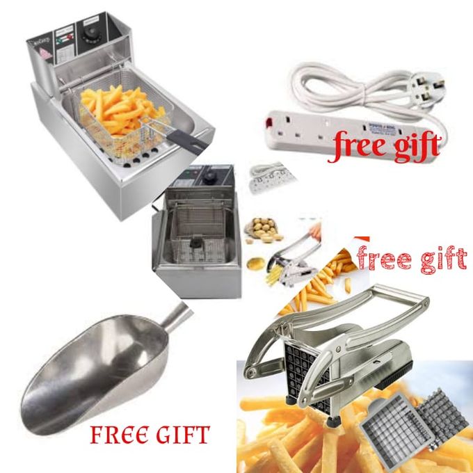 Electric Deep Fryer + CHIPS CUTTER & Socket+ CHIPS SCOOPER