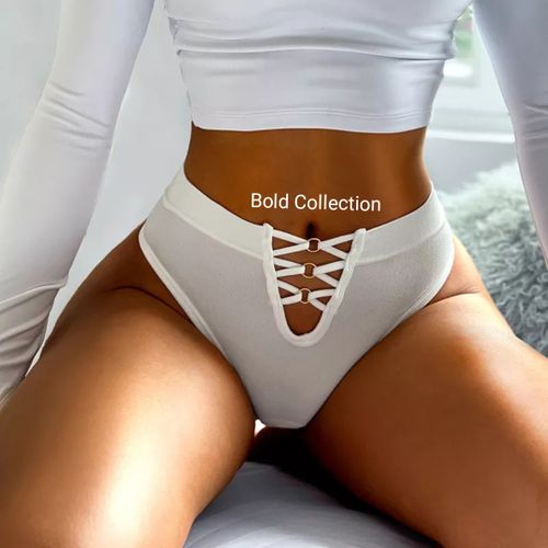 3PCs Sexiest Tripple Front Gold Ring Ladies Thong Panties(Hips 34-42inches)