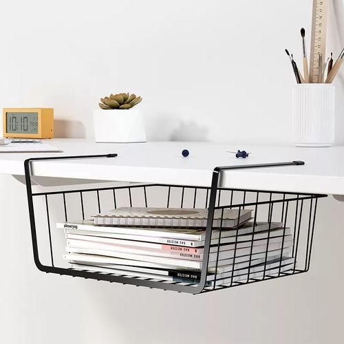 Under The Shelf Desk Table Mesh Rack Storage Organizer