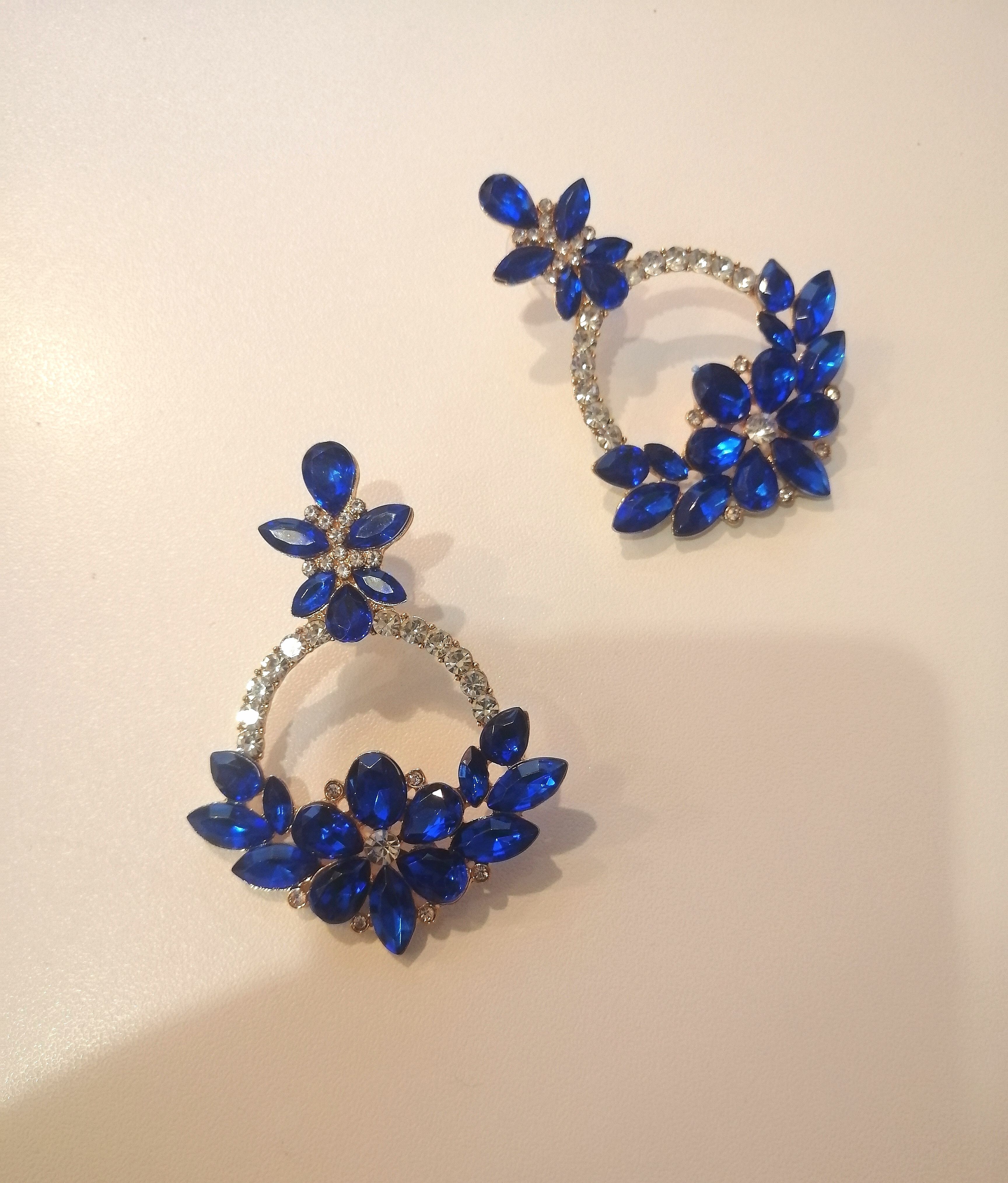 Fashion Jewellery Earrings Blue Crystal Rhinestone Studs Elegant Drop and Dangle for all occasions