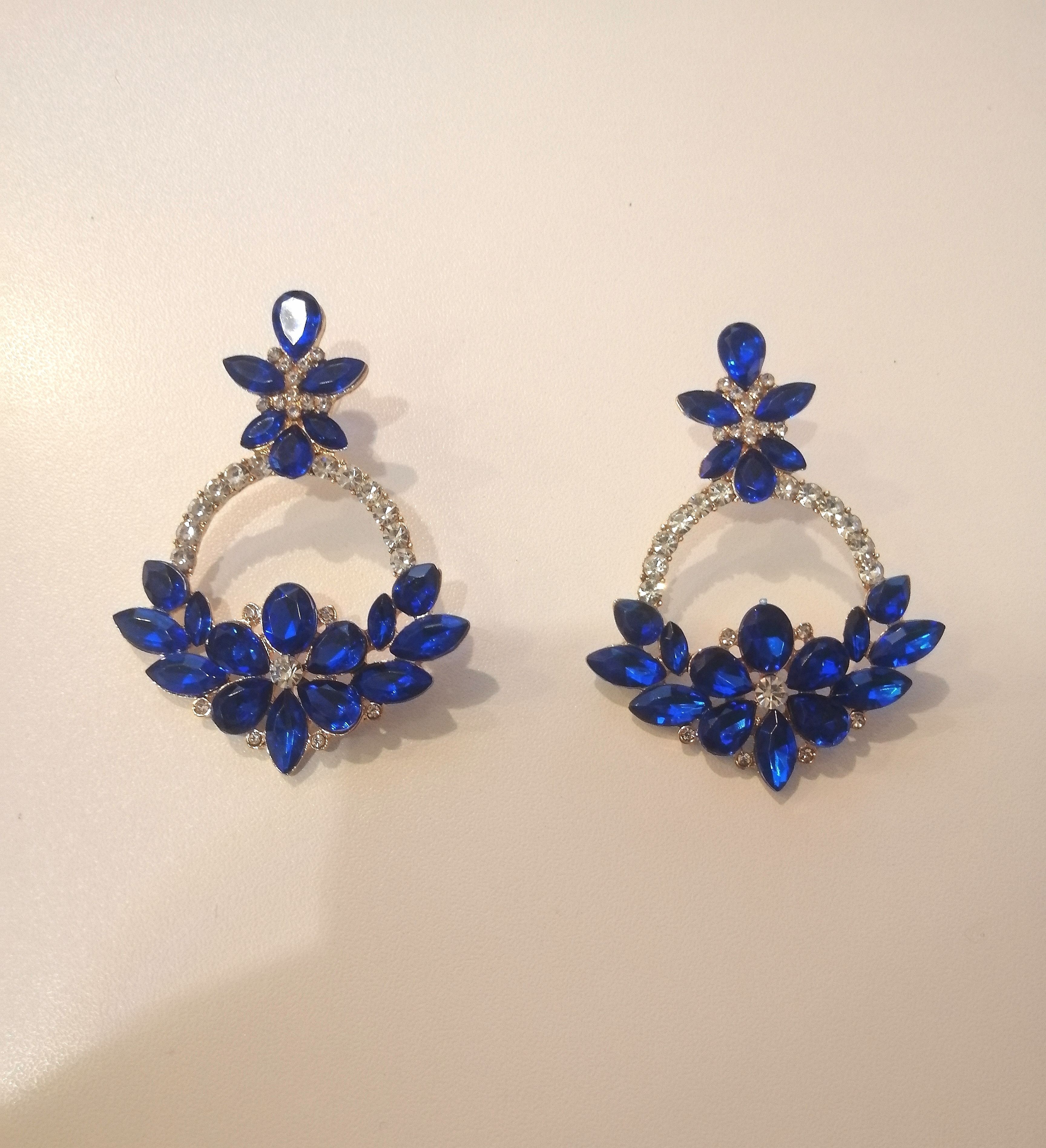 Fashion Jewellery Earrings Blue Crystal Rhinestone Studs Elegant Drop and Dangle for all occasions