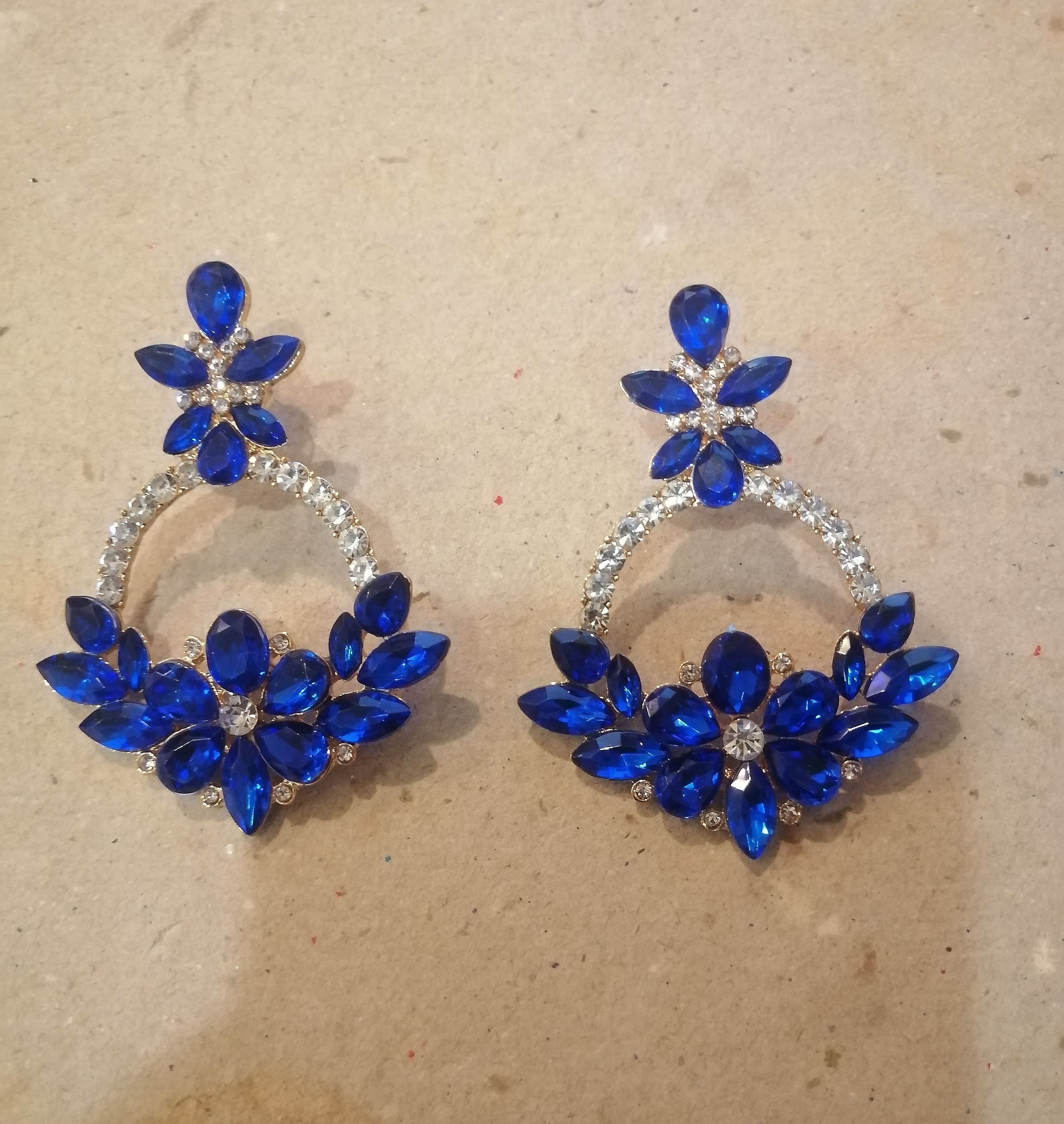 Fashion Jewellery Earrings Blue Crystal Rhinestone Studs Elegant Drop and Dangle for all occasions