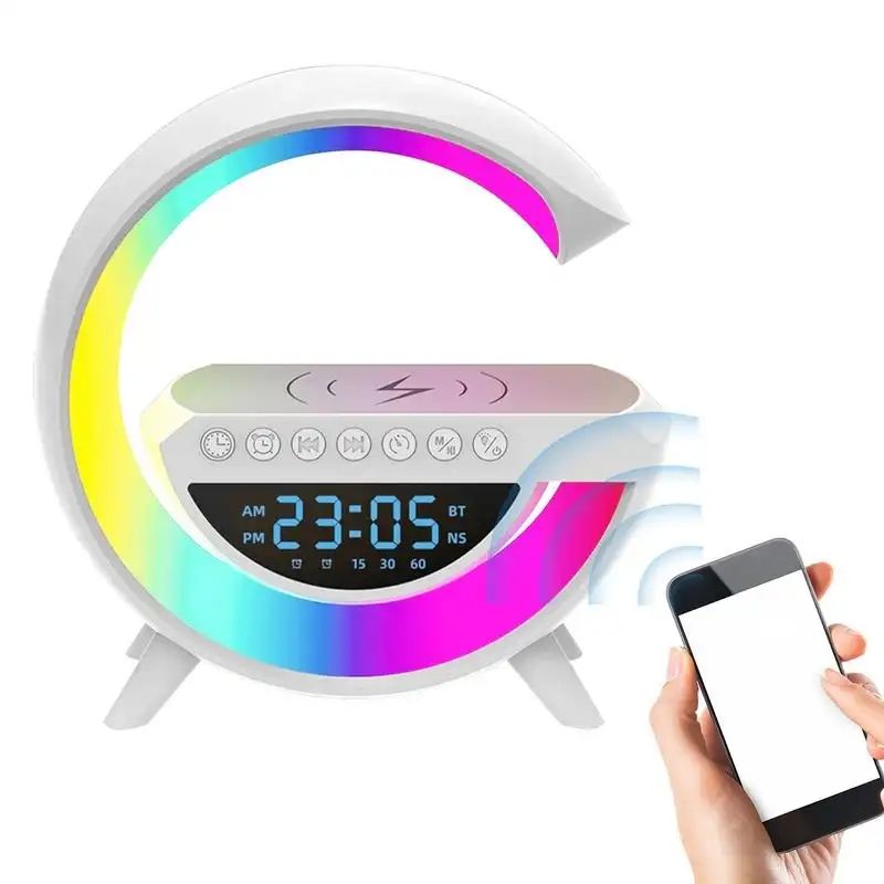FACTORY Price Portable & Rechargeable Decor Lamp With Bluetooth Speaker & 7 different Light colours, High quality sound, Display Clock &Alarm Clock, Indoor & Outdoor Decoration, Camping equipment
