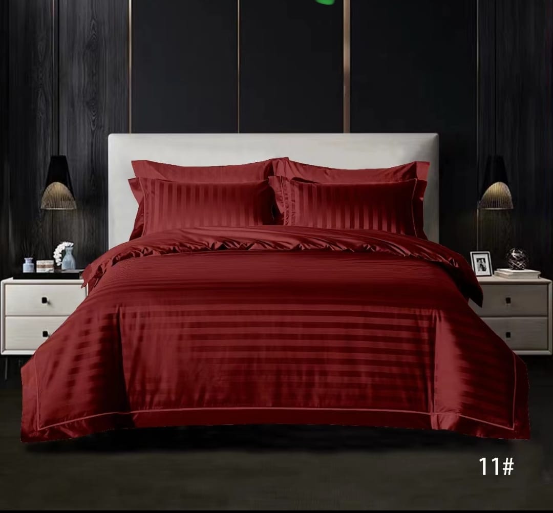 Satin stripped duvet cover sets