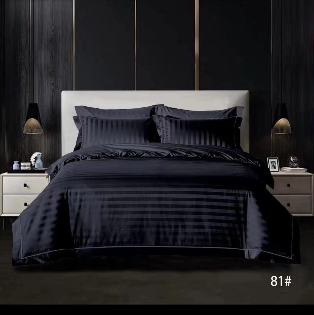 Satin stripped duvet cover sets