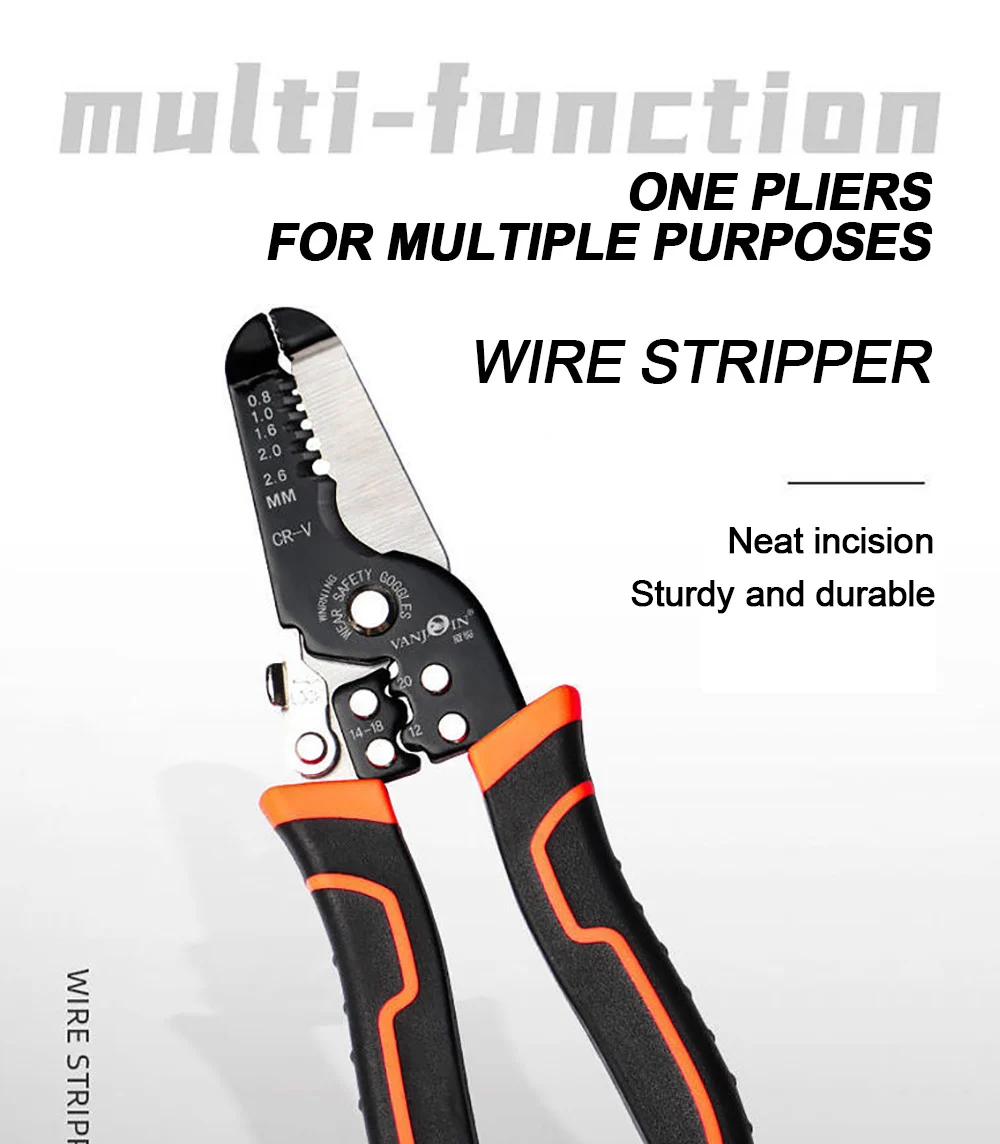 175mm Wire Stripper Puller Multifunctional Electrician Crimping Stripper Household Network Cable Terminals Crimp Tool