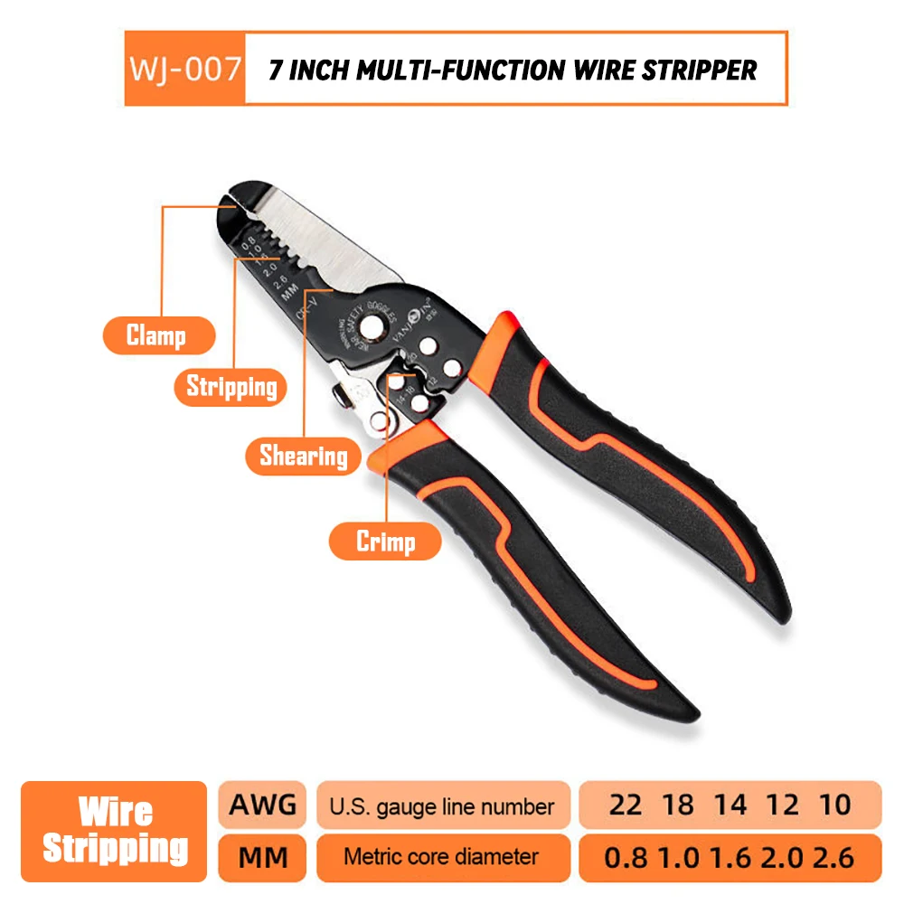 175mm Wire Stripper Puller Multifunctional Electrician Crimping Stripper Household Network Cable Terminals Crimp Tool