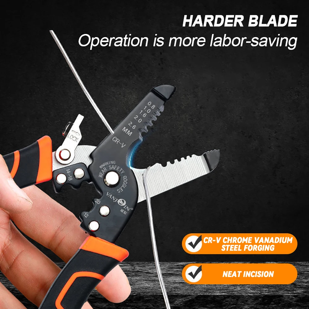 175mm Wire Stripper Puller Multifunctional Electrician Crimping Stripper Household Network Cable Terminals Crimp Tool