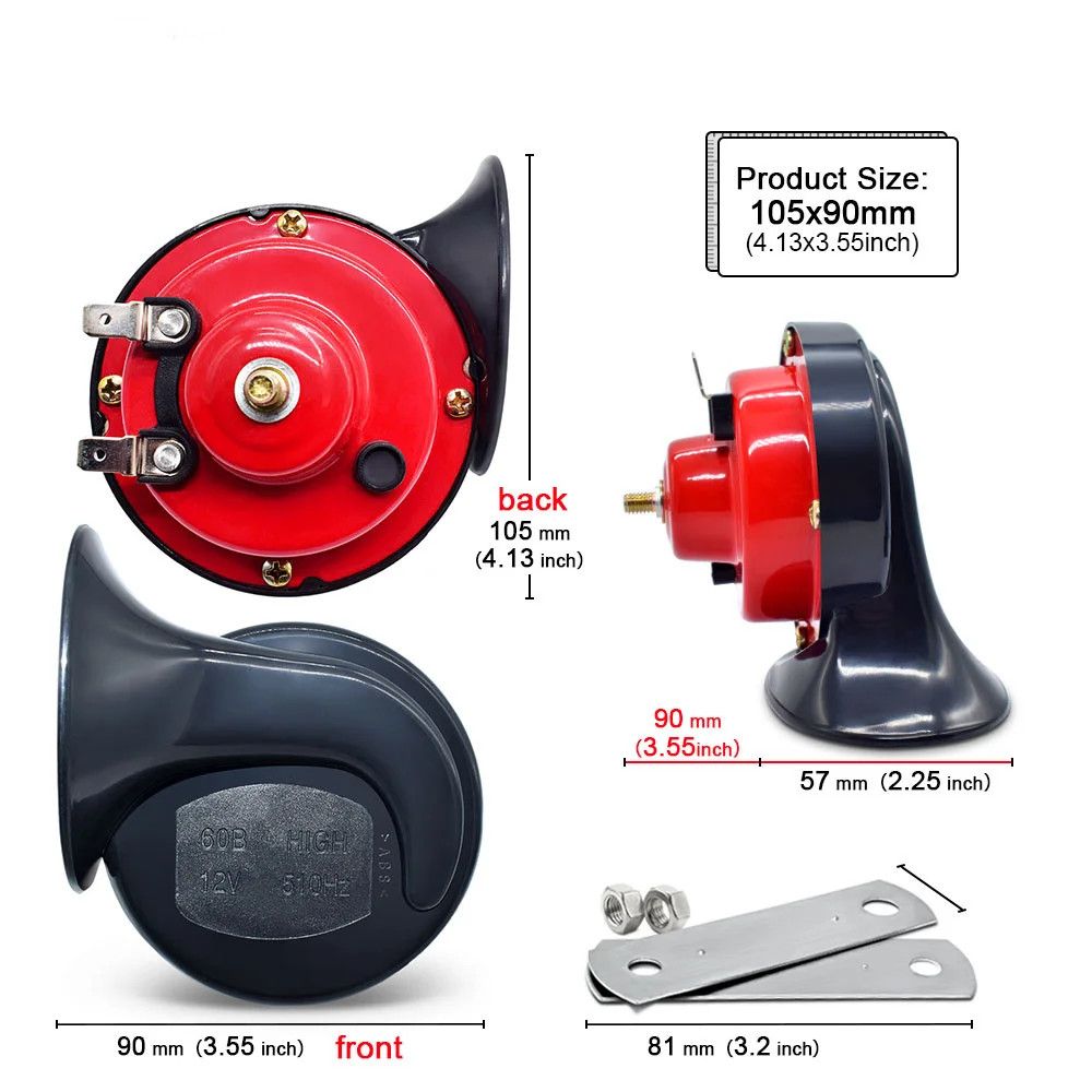 2pcs Universal Loud Car Horn 12V Electric Snail Train Horn Super Loud Waterproof Horns Siren for Motorcycle Car Truck SUV Boat