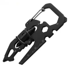 Stainless Steel Outdoor Tools Carabiner Clip Bottle Opener Keychain Ring Multifunction Card Tool Camping Climbing Accessories