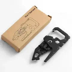 Stainless Steel Outdoor Tools Carabiner Clip Bottle Opener Keychain Ring Multifunction Card Tool Camping Climbing Accessories