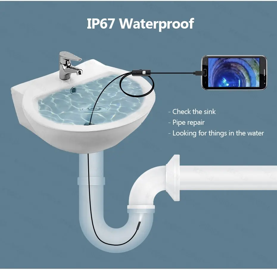 7MM  1M Android Endoscope Camera 3 IN1 Micro USB Type C Borescope Mini Camera Waterproof LED Car Inspection For HUAWEI XIAOMI PC