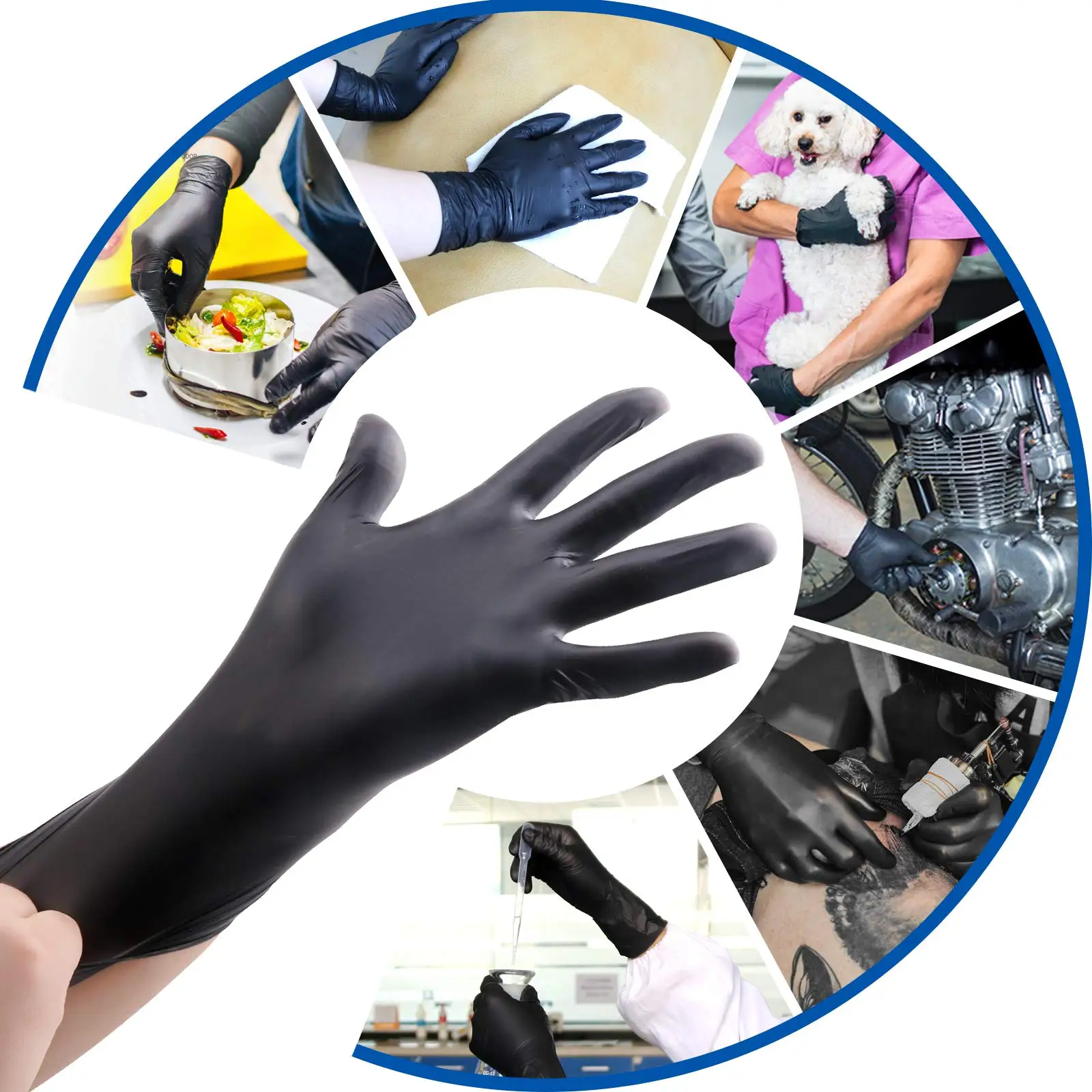 50Pcs Disposable Black Nitrile Gloves For Household Cleaning Work Safety Tools Gardening Gloves Kitchen Cooking Tools Tatto